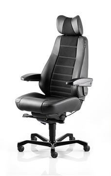 KAB Controller Whiteline - Black Fabric & Leather Picture of KAB Controller Office Chair - Whiteline