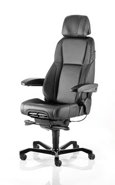 KAB K4 Premium Whiteline Office Chair - Black Leather Picture of KAB K4 Premium Office Chair - Whiteline